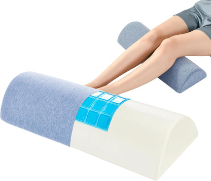 Knee Pillow for Back Sleeping, Gel Memory Foam Leg Pillow for Back Pain, Under Leg Support for Sleeping, Half Moon Bolster Pillow