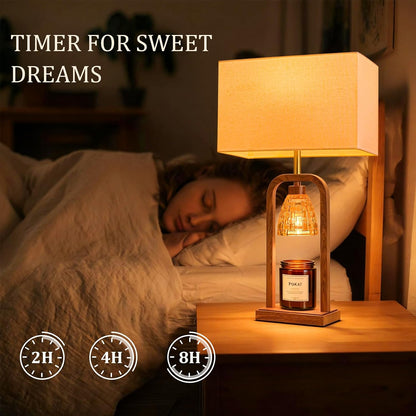 PoKat Gold Table Lamp Candle Warmer, Candle Warmer Lamp with Timer Dimmer, Wax Light Warming Table Lamp for Jar Candles, Modern Bedside Lamp for House Warming Home Decor Living Room, Bulb Included