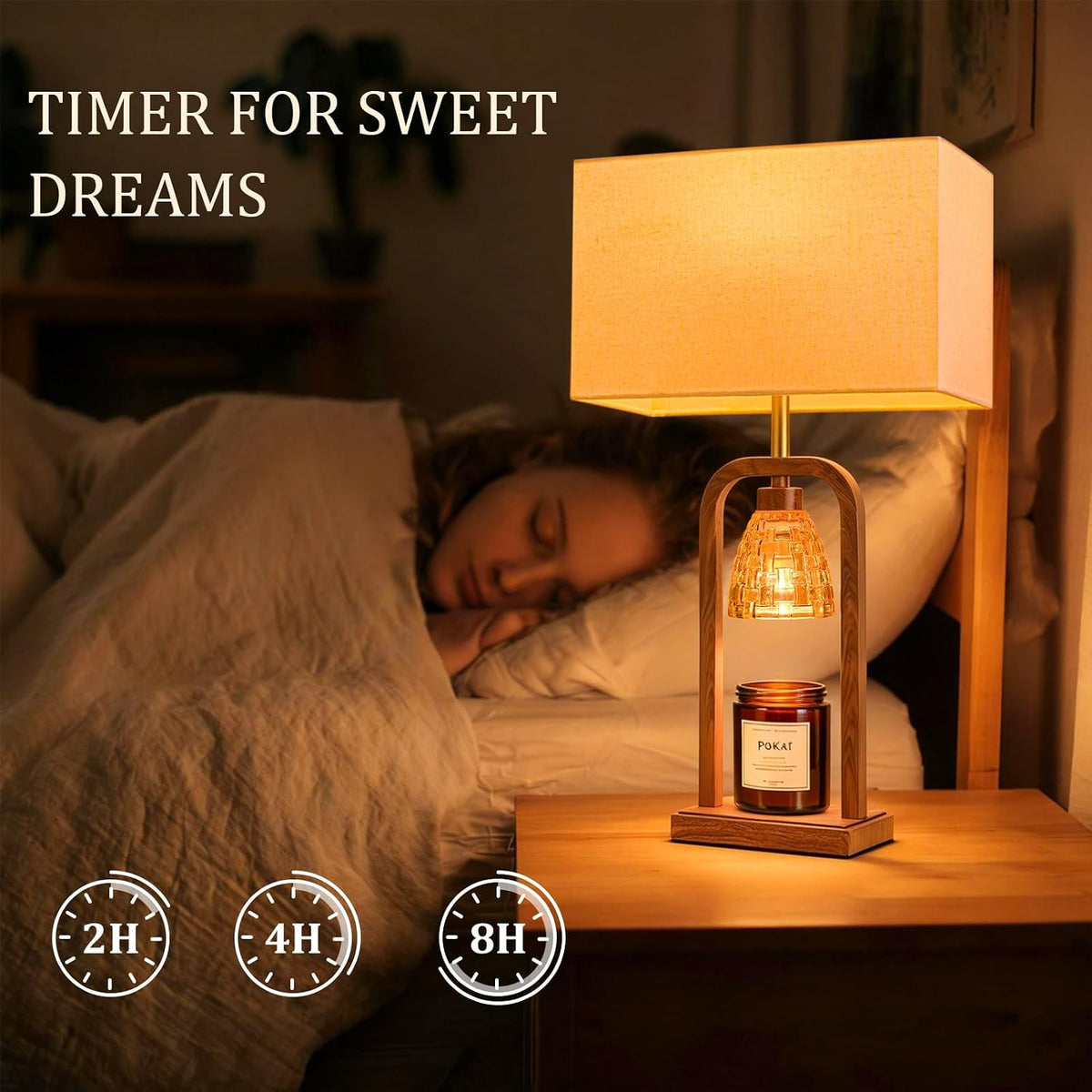 PoKat 2 in 1 Gold Table Lamp with Candle Warmer, Timer & Dimmer, Modern
