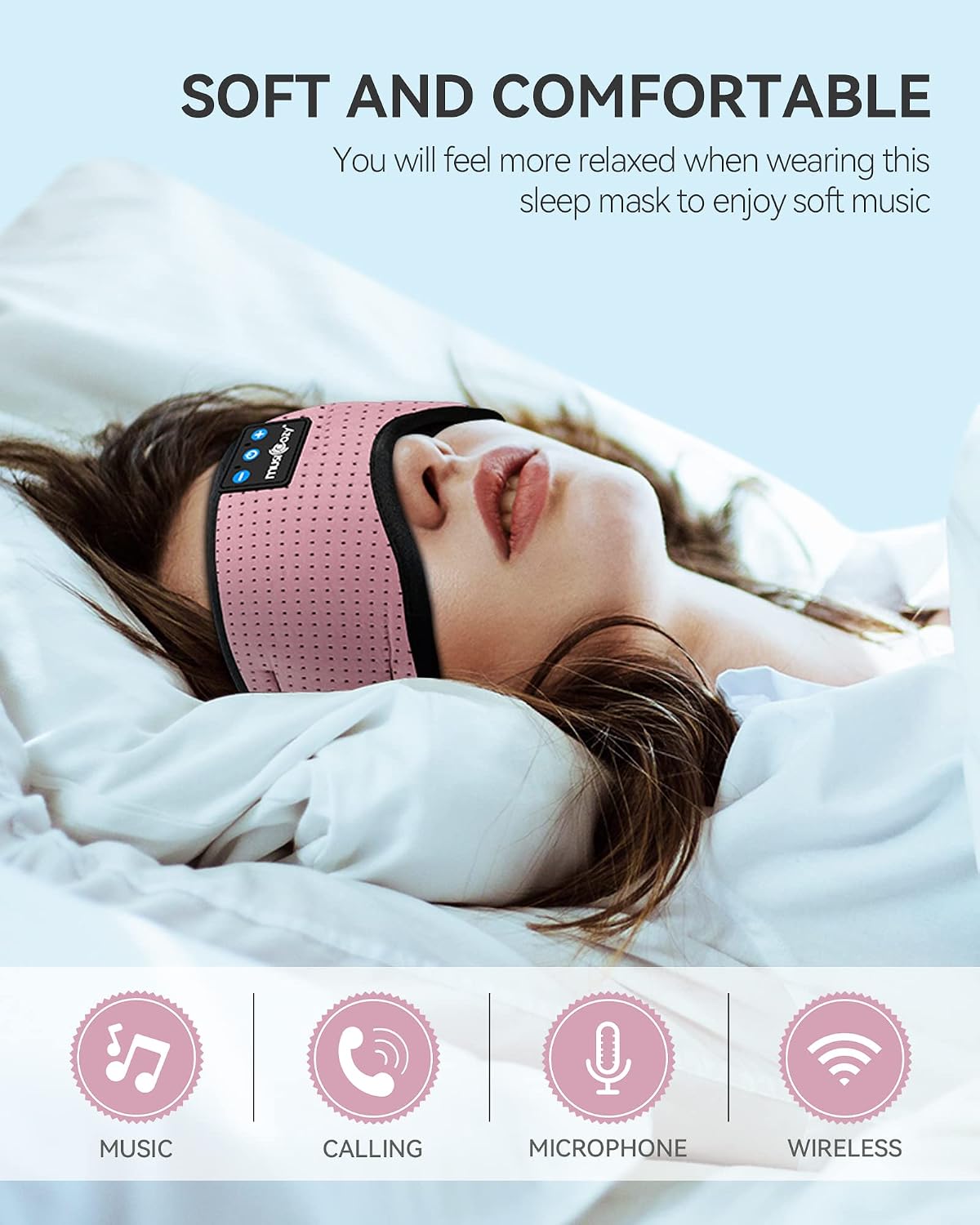 MUSICOZY Sleep Headphones Bluetooth 5.4 Sleep Mask with HD Sound
