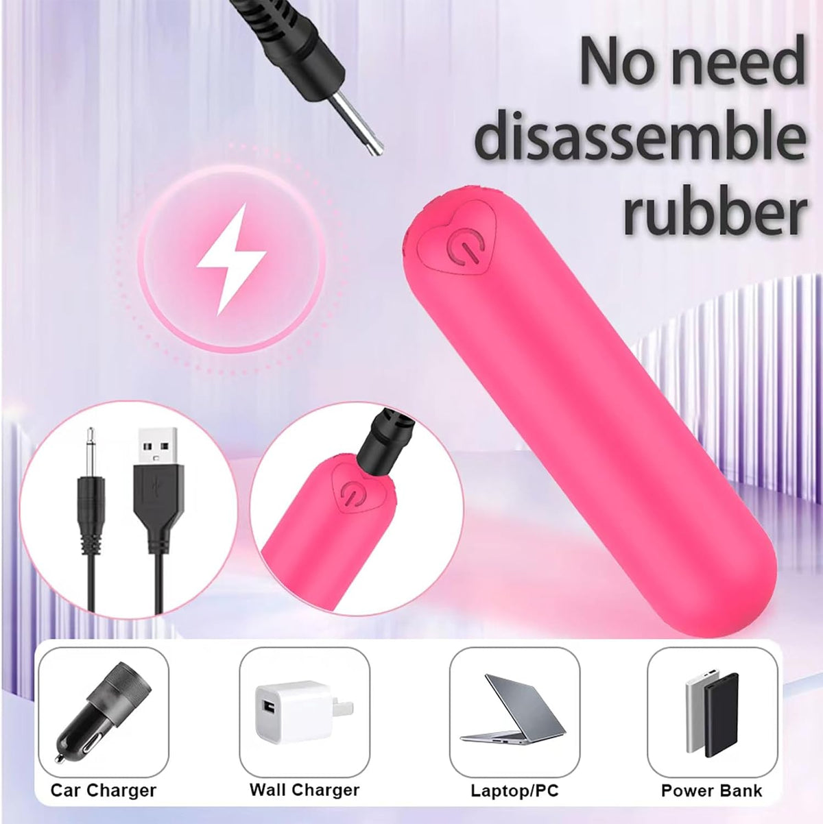 Mini Handheld Electric Back Massager Waterproof Quite Massager, Portable Massager for Back Neck Shoulder Body,Light Purple