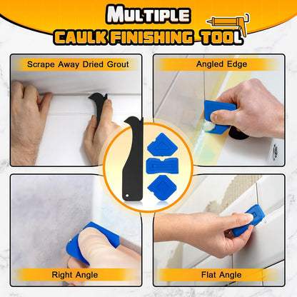 DIYSELF 9 Pack Caulk Gun Kit, Professional Caulking Gun & Remover Tools | Sealant Finishing Tool, Grout Scraper & Silicone Gun for Bathroom, Kitchen, Window, Sink & Tile Sealing, Hand Caulking Gun