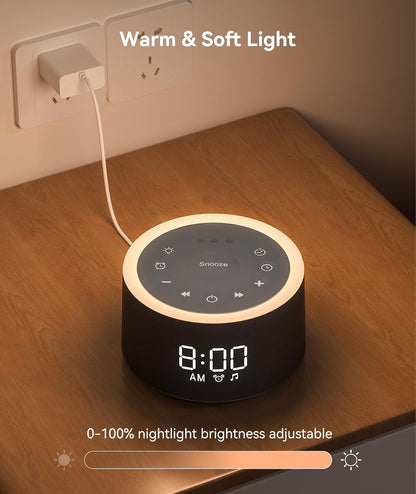 Dreamegg D1+ Sound Machine Alarm Clock, 29 Soothing Sounds with Night Light