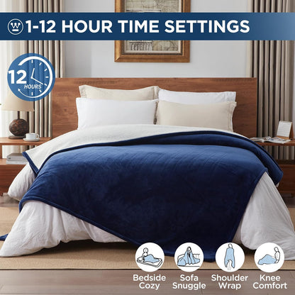 Westinghouse Heated Throw Blanket, 50"x60", Charcoal, ETL Certified