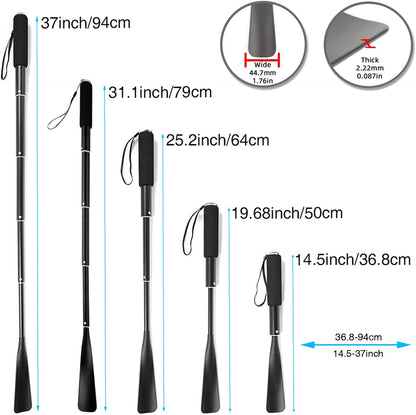 JJDPARTS Shoe Horn Long Handle,14.5"-37" Retractable Shoe Horn,Aluminum Shoe Horn For Men Women Kids Seniors