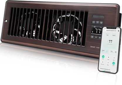 Howeall 4" x 10" Super Quiet Register Booster Fan - Upgrade Smart Register Vent with Ionizer and Dual Intelligent Thermostat Control - Heating Cooling Vent Fan Booster - Charleston Design (ORB)