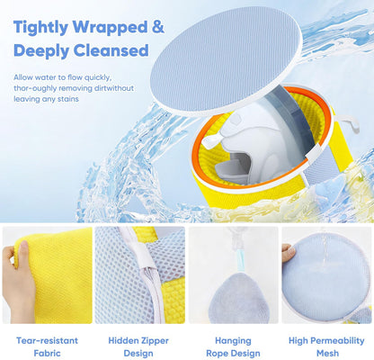 2-Pack Shoe Washing Machine Bags for Sneakers & Delicate Shoes, White | 3X Fade-resistant Fabric and 20,000+ Dense Fibers Lift Dirt, Protect Shoes and Reduce Scrubbing, Washer / Dryer Safe