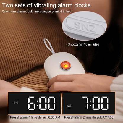 Vibrating Alarm Clock with Bed Shaker, Rechargeable Digital Alarm Clock with Dual Alarms & Flashing LED Lights Reminder, 3 Level Vibration Bed Shaker Alarm Clock for Heavy Sleepers