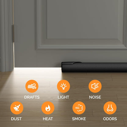 fowong Door Draft Stopper, 36" Adjustable Under Door Noise Stopper, Grey | Durable Door Draft Blocker Helps to Seal Door Gaps, Reduce Drafts, Noise, Dust & Light, Fit Doors 30"–36", Easy to Install