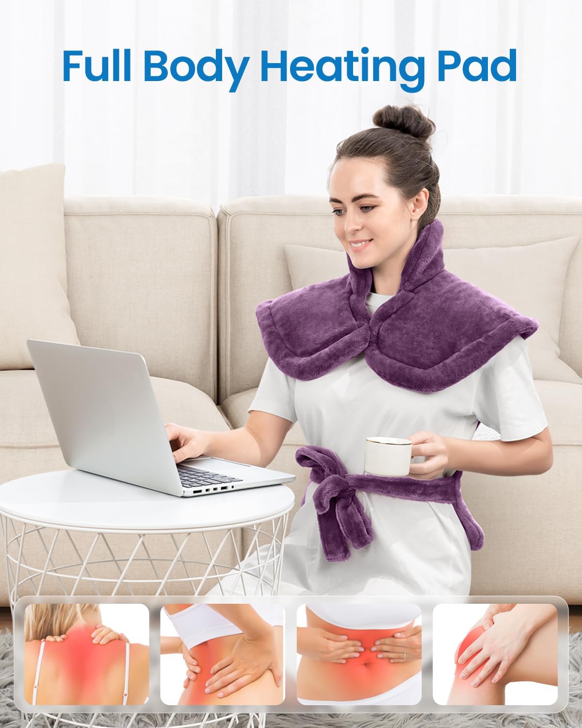 RENPHO Electric Heating Pad - 6 Heat Levels for Neck Shoulder and Back, Birthday Gifts for Women Men Mom Dad, Weighted Pad for Snug Fit, ETL Safety Certified, FSA Eligible, 24"x33" Gray