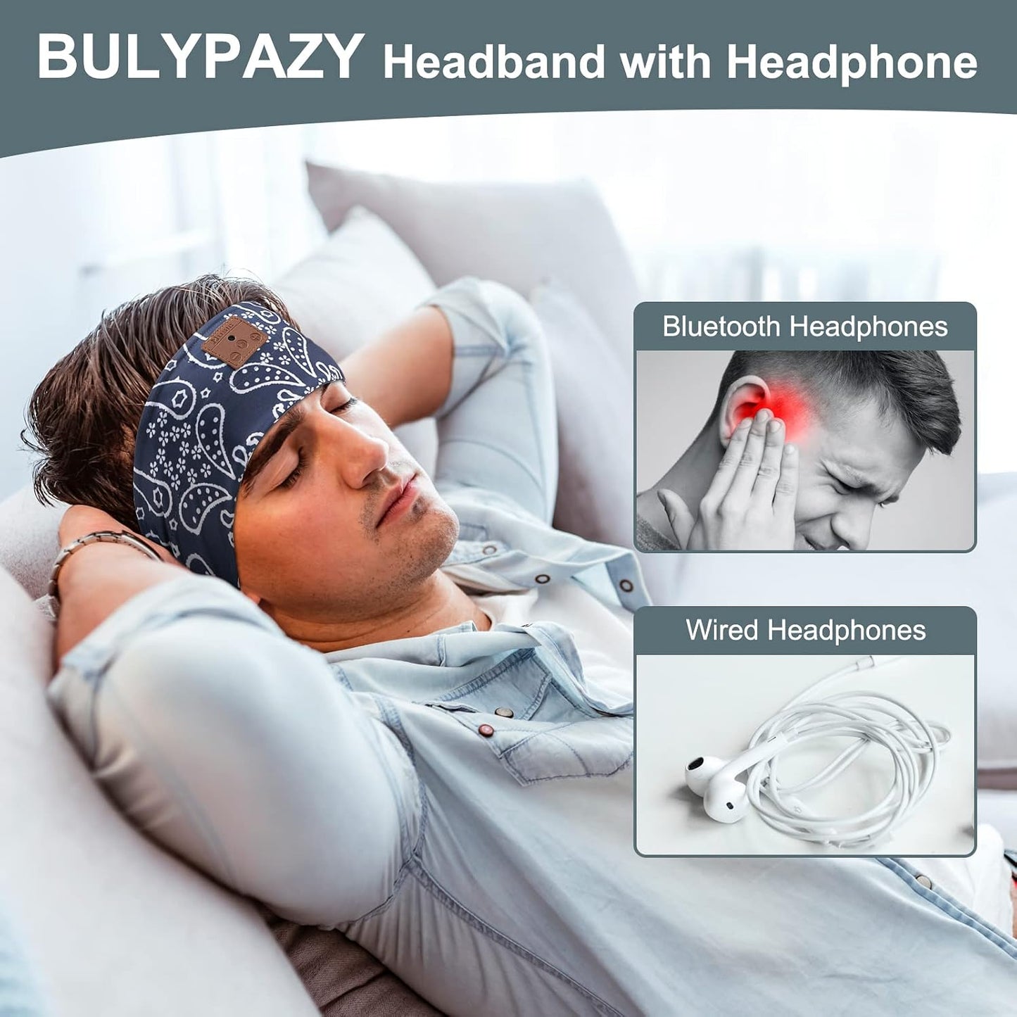 2-Pack Sleeping Headphones Wireless Bluetooth 5.4, Headband Headphones with Ultra-Thin Speakers, Bluetooth Headband for Side Sleepers, Running, Workout, Insomniac, Travel, Meditation（Black&Grey）