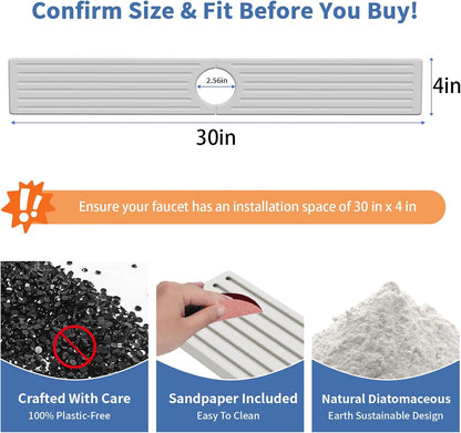 Faucet Mat for Kitchen Sink, Water Absorbent Kitchen Faucet Mat, Durable Sink Splash Guard with Raised Feet, Diatomite Fast Drying Kitchen Sink Faucet Mat, Bathroom Stone Drying Tray for Counter