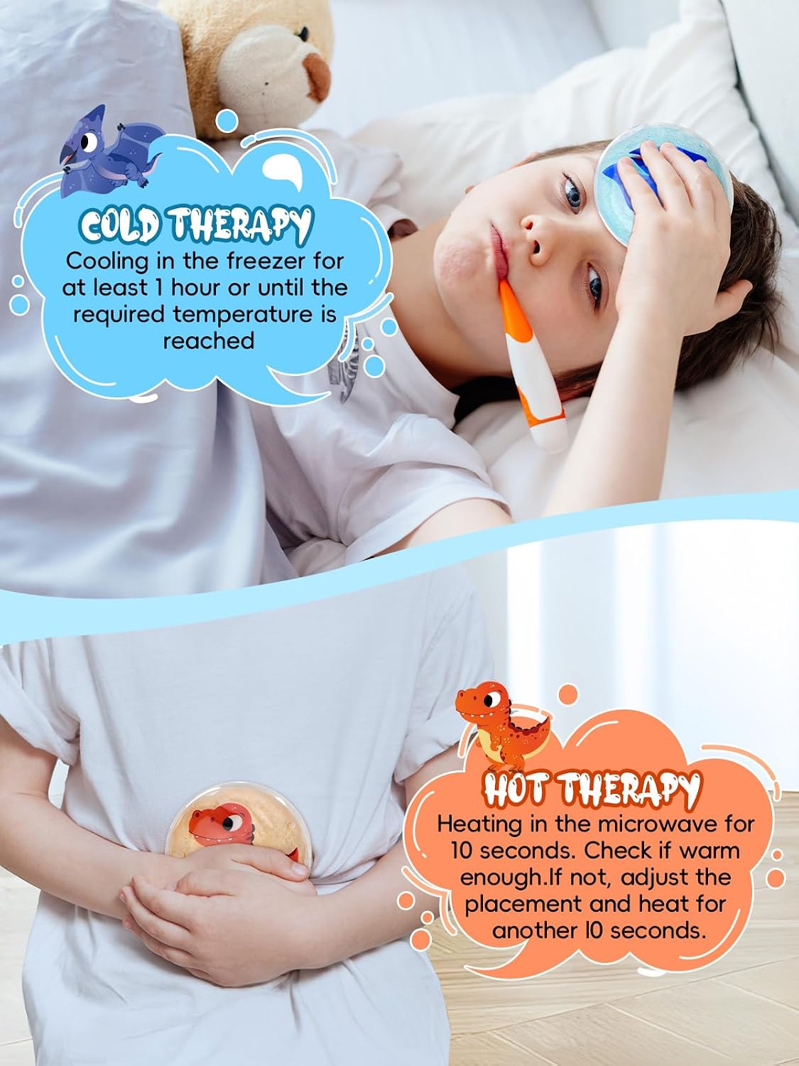 Small Ice Packs, 6 Pcs, Reusable Mini Gel Cold Packs for Injuries, Hot Cold Compress for Kid's Boo Boos, Headaches, Wisdom Teeth, Breastfeeding, Pain Relief, Fever, Mosquito Bite, First Aid 3" X 4.5"