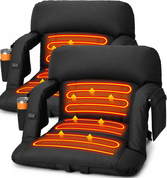Suteck Heated Stadium Seats with Back Support 2 Pack, 23" Wide Sofa Style
