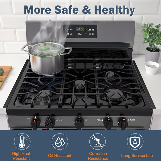 Stove Gap Covers Stainless Steel,2Pack Retractable Stove Gap Filler-Black | (13.8"–27.5" Length, 0.79" Width), Heat-Resistant Guard & Range Trim Kit Between Stove Top & Counter
