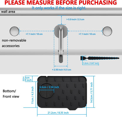 Mini Sink Splash Guard & Faucet Mat for Kitchen Sink Compact 8.3" Kitchen Faucet Splash Guard Mat, Small Kitchen Sink Organizer & Sponge Holder for Kitchen, Bathroom, Corner Sink (Black)
