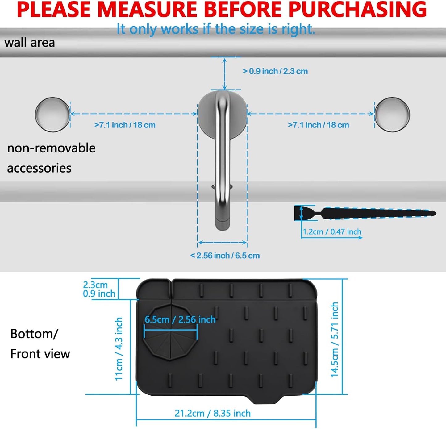 2 Pieces Kitchen Sink Splash Guard 8.3" Mini Sink Faucet Mat Faucet Handle Drip Catcher Tray Mat in Gray Faucet Draining Mat for Soap Sponge Placement Sink Protectors for Kitchen & Bathroom