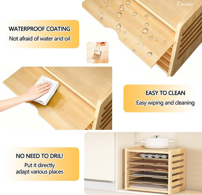 celestite Wooden Baking Sheet Organizer for Cabinet Baking Tray Organizer Cookie Sheet Organizer for Cabinet Kitchen Storage Organization Accessories