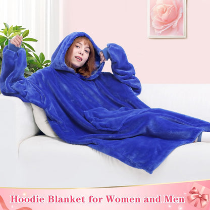 Waitu Wearable Blanket Sweatshirt Gifts for Women and Men, Warm and Cozy Giant Blanket Hoodie, Thick Flannel Blanket with Sleeves and Giant Pocket - Dark Gray
