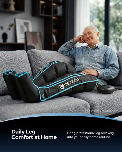 Cordless Leg Compression Massager with 12 Levels for Circulation | 3500mAh air compression boots for foot, calf & knee, 5-zone targeting, 4 timers, 6 modes, pain/edema relief, fit 30-in thighs