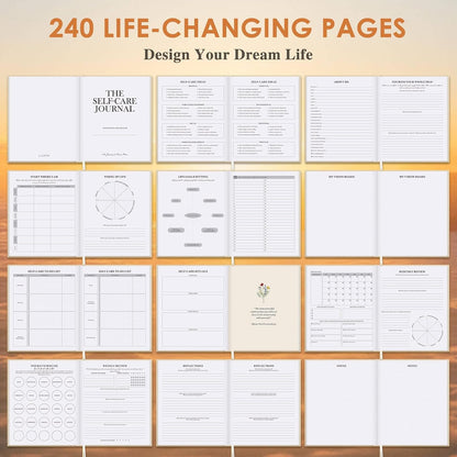 Lanpn Self Care Journal for Women, Self Love Guided Journals with Prompts, Daily Reflection Wellness & Gratitude Planner, 5 Minute Mental Health Notebook, Mindfulness Mood Log, 240 Pages, Beige