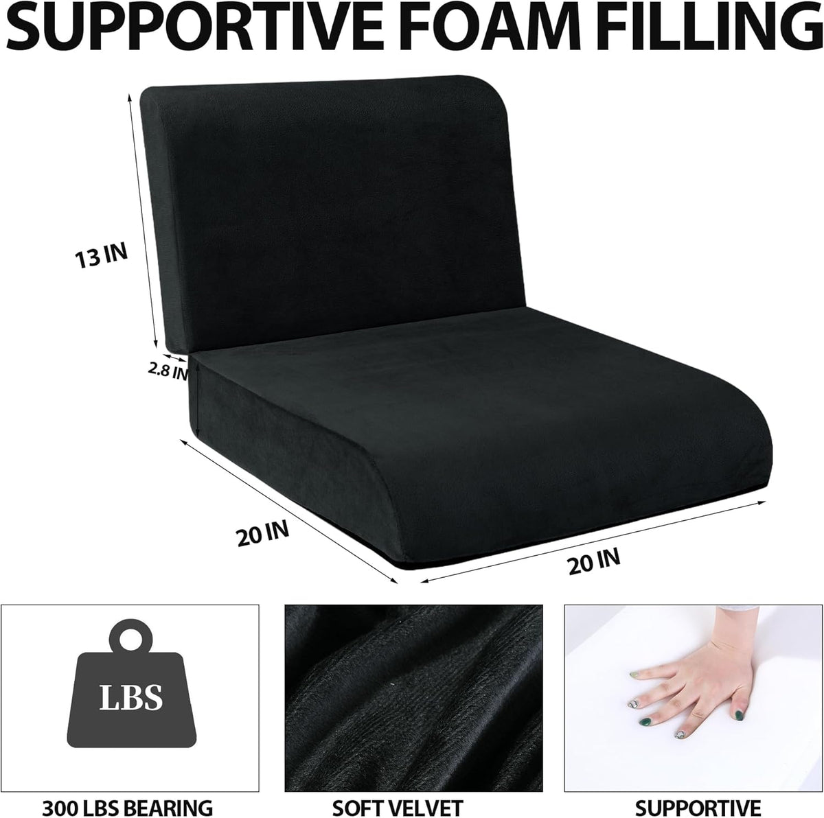 HOMBYS Recliner Seat Cushion with Lumbar Supportive Pillow Extra Large Non-Slip Seat Cushion with Back Support Cushions,Cruve Edge Design for Relief Thighs Pressure, Brown