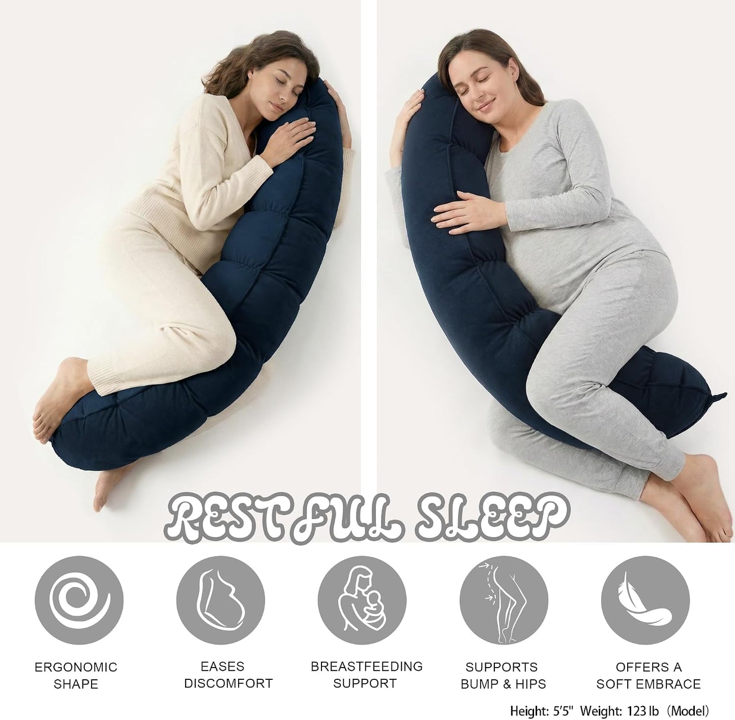 Peallow(Pat. Pend) – Long Round Body Pillow for Adults, Bolster Pillow for Sleeping, Soft and Supportive Pillow for Sleeping & Lumbar Support (Green-White, 29.5")