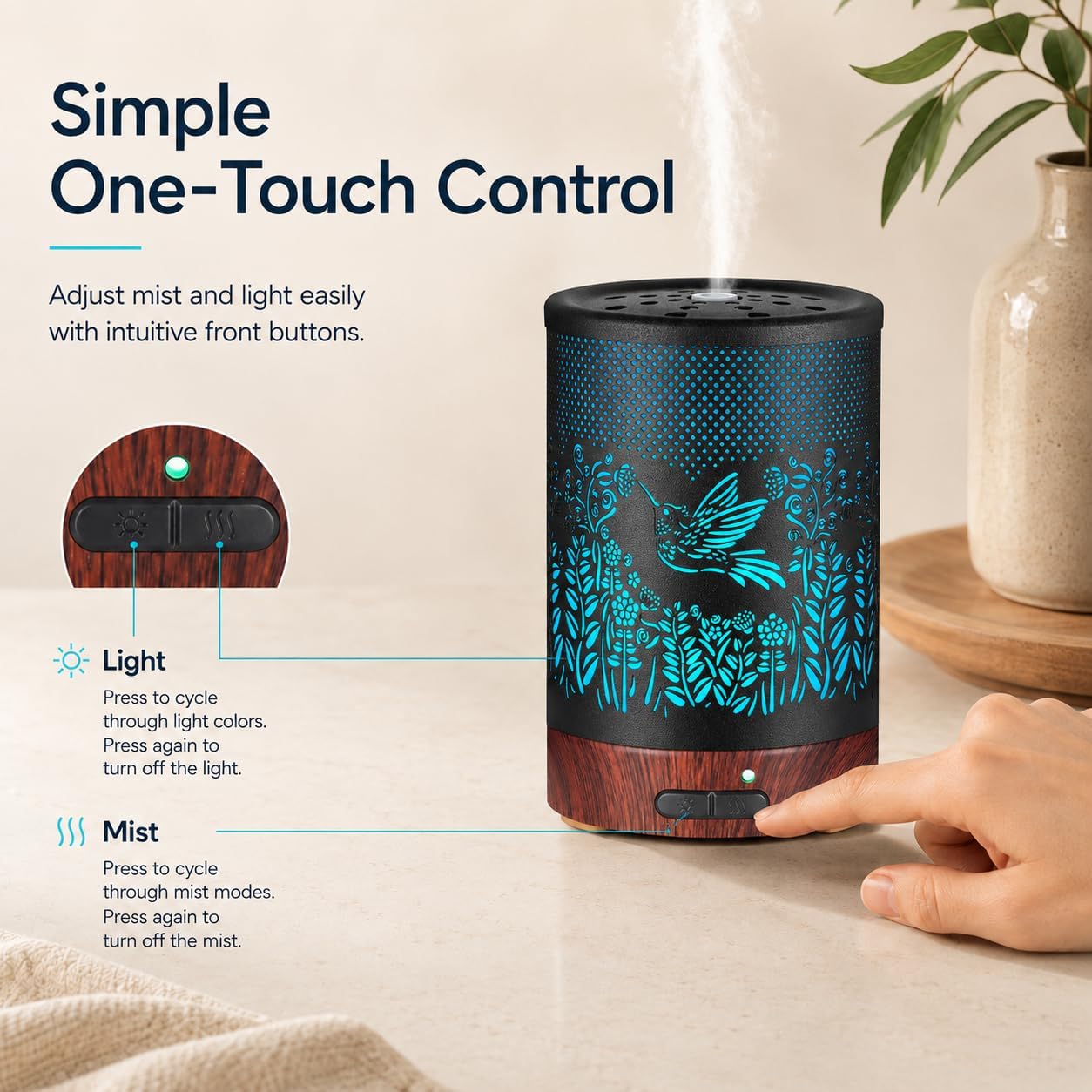Tree Essential Oils Diffuser for Home 150ML Aromatherapy Diffuser | Birthday Gifts for Women mom,Metal Cool Mist Humidifier with 7 Colors Lights Waterless Auto Off Air Diffusers