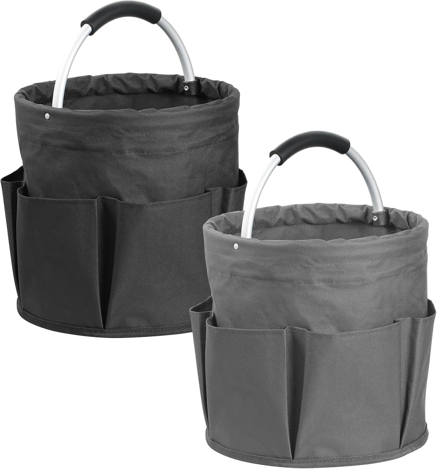 17L Cleaning Caddy with Handle and 6 Pockets, Foldable Cleaning Supply Caddy, Portable Shower Caddy in 600D Oxford Fabric, Multifunctional Storage Basket for Camping, Gardening, Black