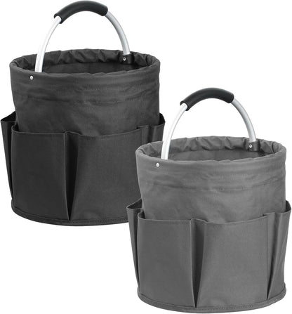 17L Cleaning Caddy with Handle and 6 Pockets, Foldable Cleaning Supply Caddy, Portable Shower Caddy in 600D Oxford Fabric, Multifunctional Storage Basket for Camping, Gardening, Black