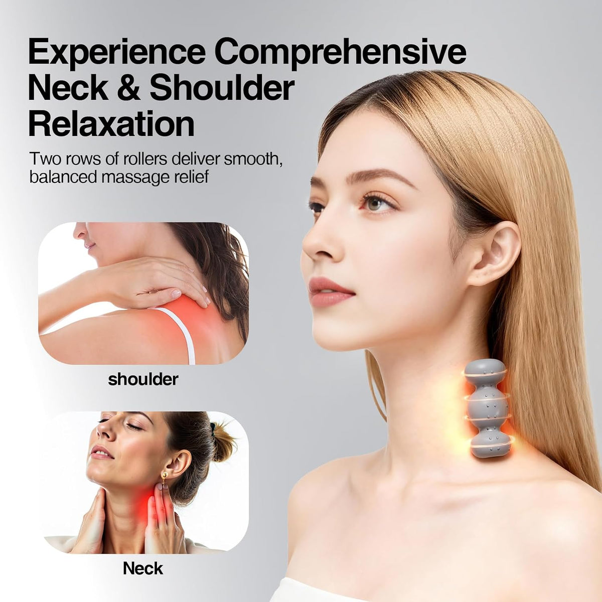Neck Roller Massage Tool-Manual Neck Massager for Pain Relief Deep Tissue,6 Trigger Point Massager Ball for Neck&Shoulder Relaxer,Adjustable Opening,Ergonomic Grip
