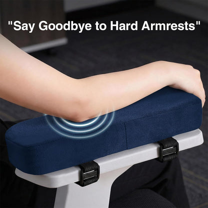Smiry Memory Foam Office Chair Armrest Pads, Non-Slip Armrest Cushion | Ergonomic Arm Rest Pads with Adjustable Buckles and Straps, Elbow Relief for Desk, Gaming & Wheelchair, Black, Set of 2