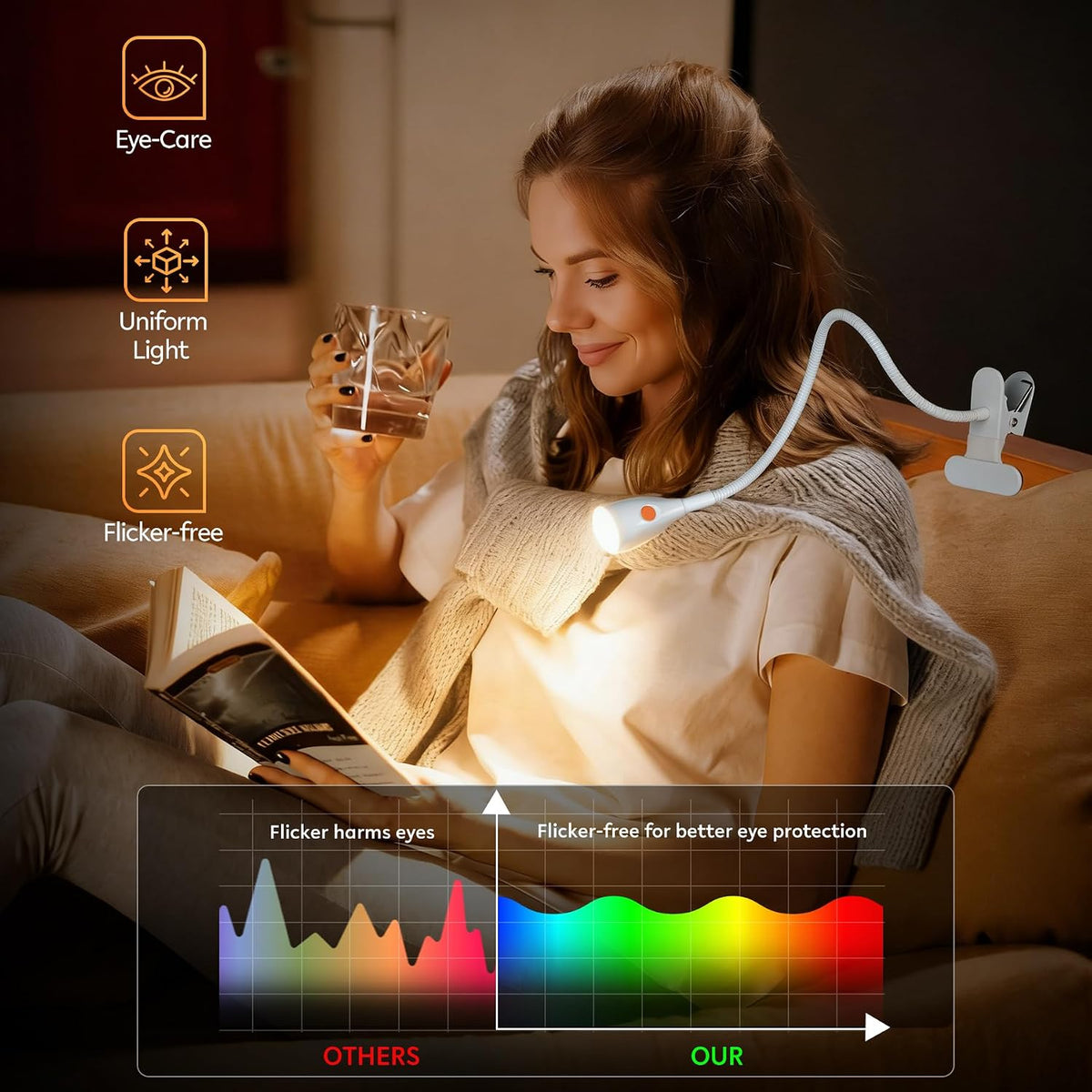 acegoo Minimalist Clip On Reading Light, Head Switch Headboard Book Lamp