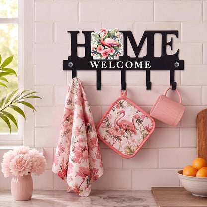 Key Holder Wall Mount Paw Print Metal Key Hooks Organizer Dog Leash Holder with 5 Hooks Rustic Farmhouse Decorative Welcome Home Wall Decor for Entryway Bathroom Dog Lover 9.8 Inch