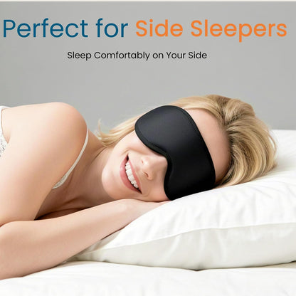 Allfulyun Sleep Mask for Side Sleeper Women Men, 3D Light Blocking Eye Mask,Soft Breathable Eye Shade Cover, Comfortable Night Blindfold,Zero Pressure Sleeping Mask for Travel, Nap, Black