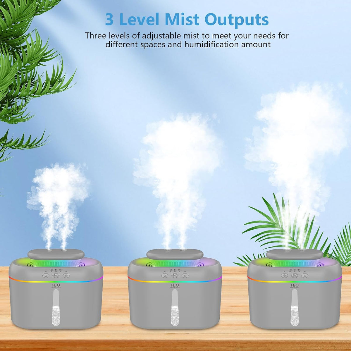 LISACOOL 2L humidifiers Ultra Quiet Supersized Cool Mist Air for Bedroom