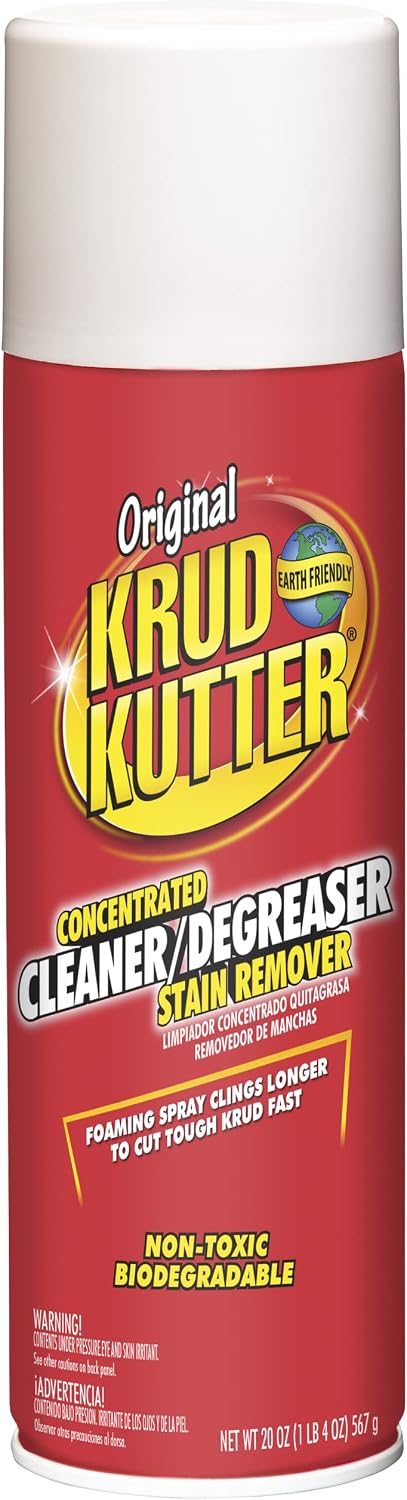 Krud Kutter Original Cleaner Degreaser Aerosol, 20 oz | Foaming spray clings longer, Cuts grease, oil, grime, tar and wax, Leaves no residue