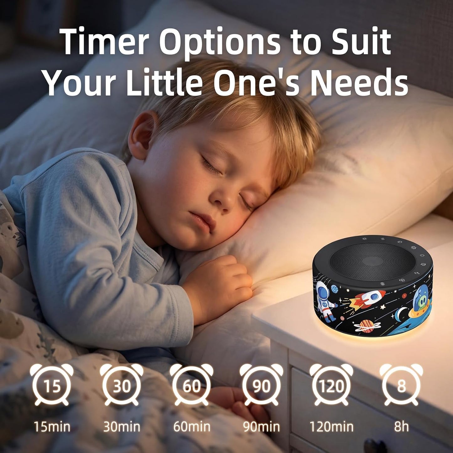 Kipcush White Noise Machine for Baby & Adults, 30 Soothing Sounds, Sleep Sound Machine with 8 Color Night Light, Memory Function, White Noise for Sleeping, Nursery, Office, Travel & Relaxation