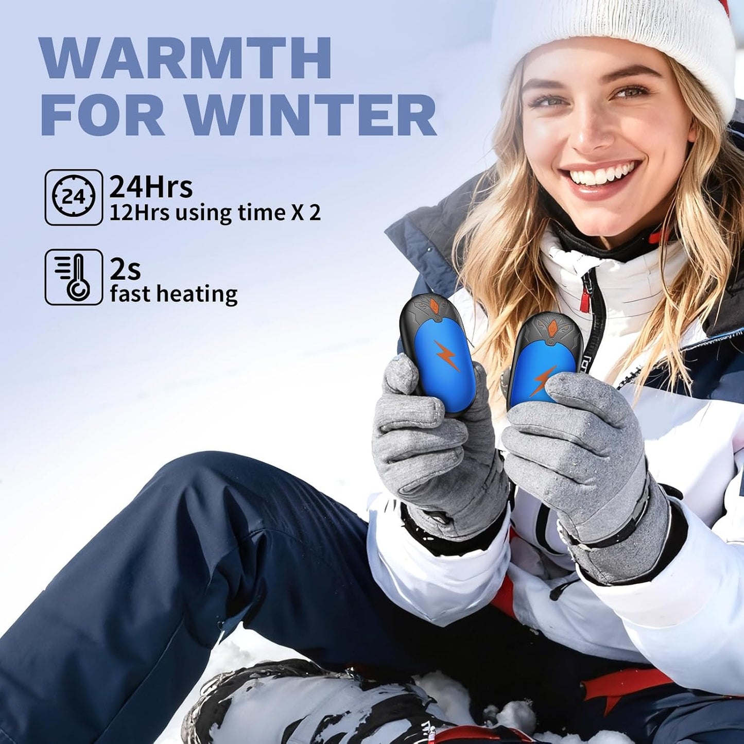 Hand Warmers Rechargeable 2 Pack, Electric Hand Warmer Up to 24Hrs, Wolf-Shape, Portable Reusable HandWarmer, Winter Gifts for Camping, Hunting, Fishing, Christmas