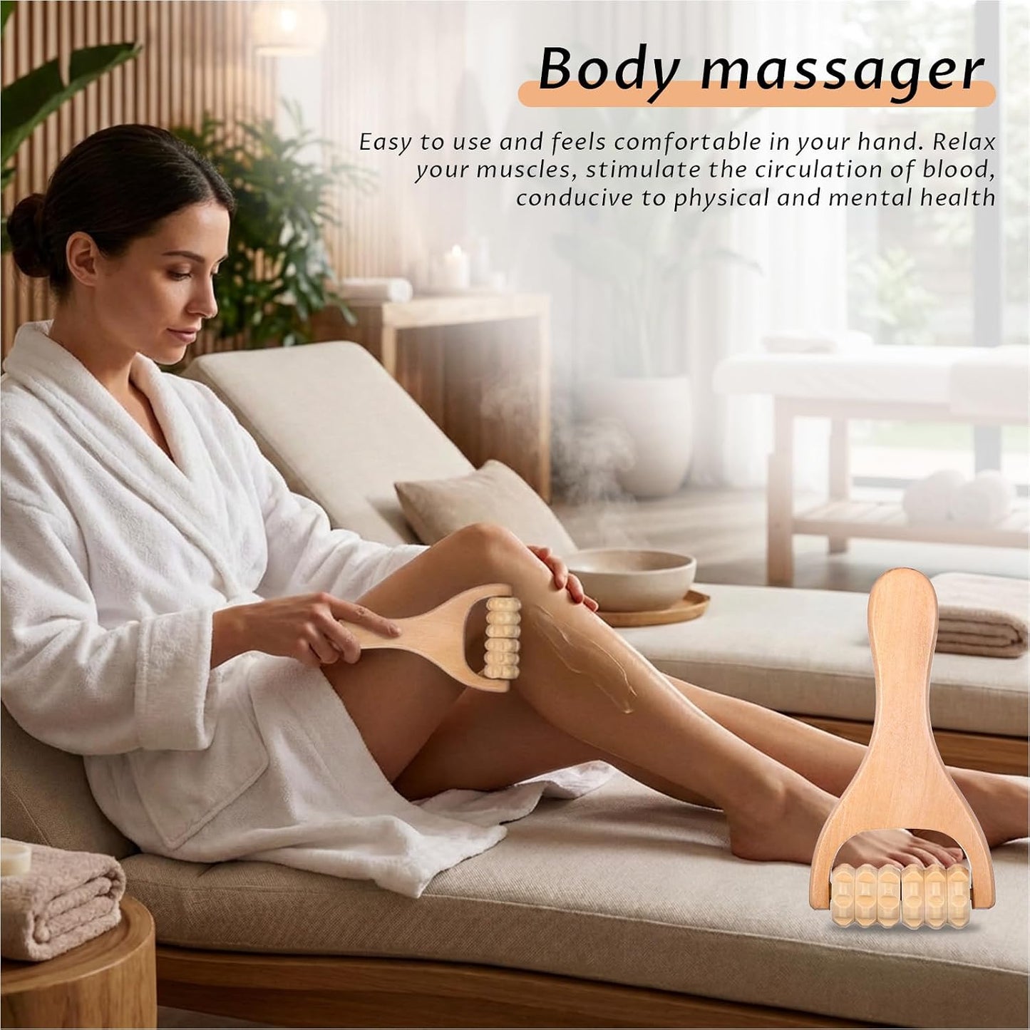 2Pcs Wooden Massage Roller, Handheld Wood Massage Tools | Wood Roller for Back Leg Foot Muscle Relief