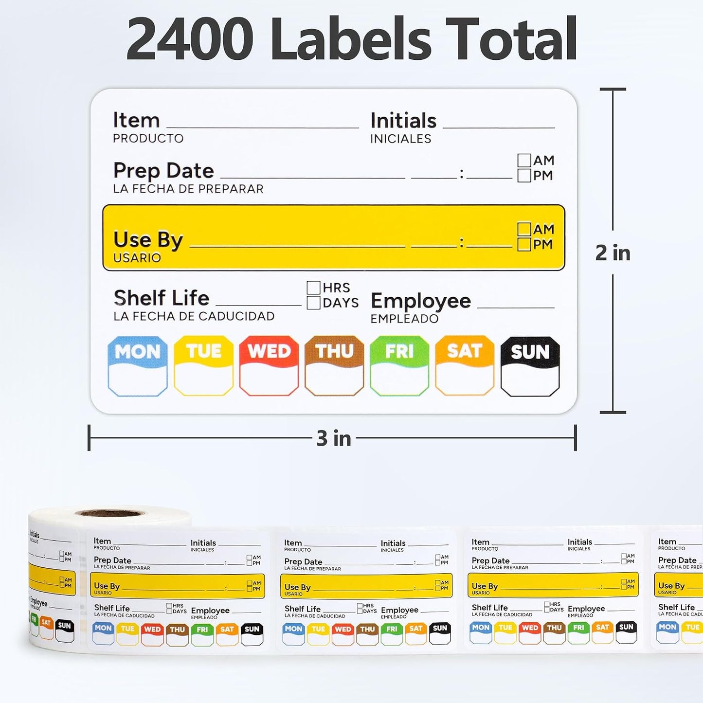 Restaurant Quality Shelf Life Food Rotation Labels Vinyl, 2” x 3” Self-Adhesive Removable Freezer Food Labels Stickers, Perfect for Reusable Containers, Food Date Sticker (Large, Count, 2)
