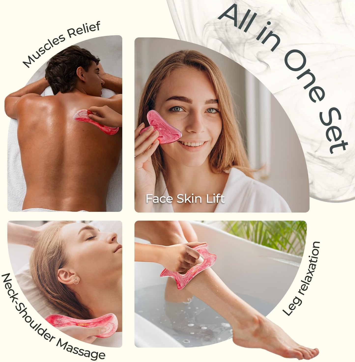 Scienlodic Gua Sha Massage Tool with Handle (Resin) Larger Guasha Scraping Tool for Back Neck Face Leg Massage, Lymphatic Drainage, Cellulite Remove - Large