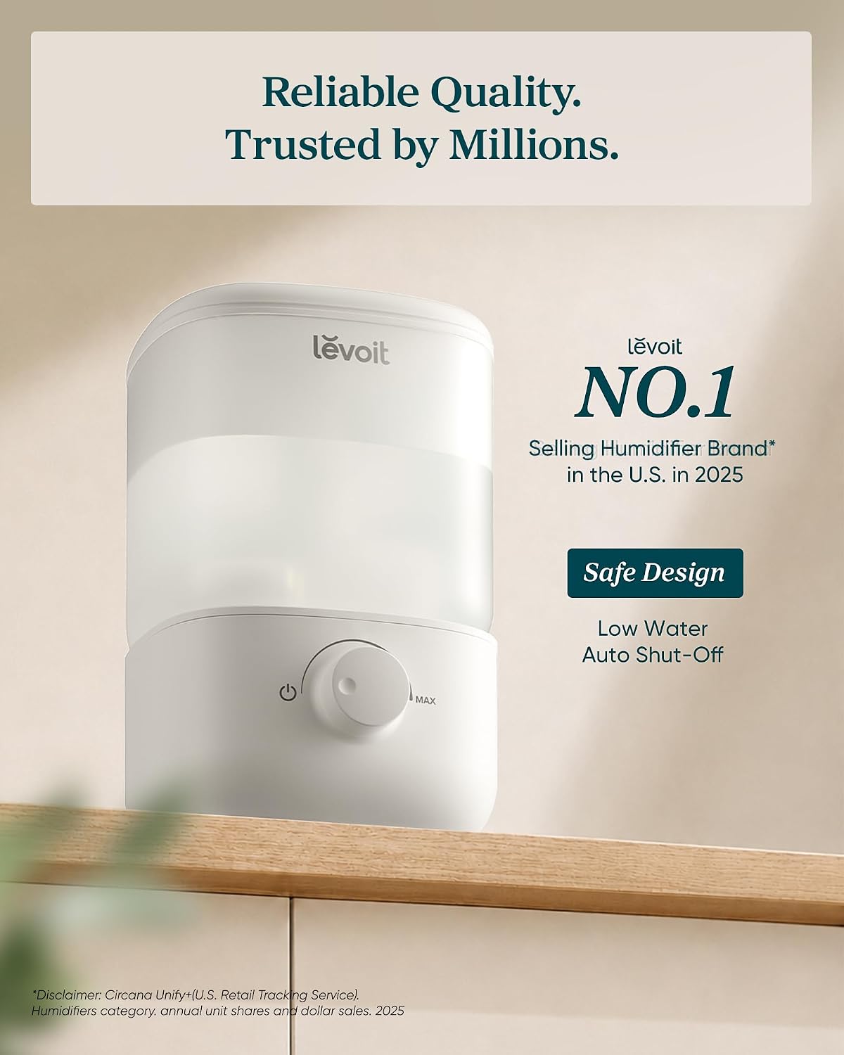 Levoit Humidifiers for Bedroom, Smart Warm and Cool Mist, Symptom Relief
