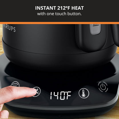 KRUPS Smart Temp Electric Kettle: 1.7L Capacity, 5 Precise Temperature Settings, Digital Display, Cool-Touch Exterior, Cordless Design for Tea and Coffee Lovers