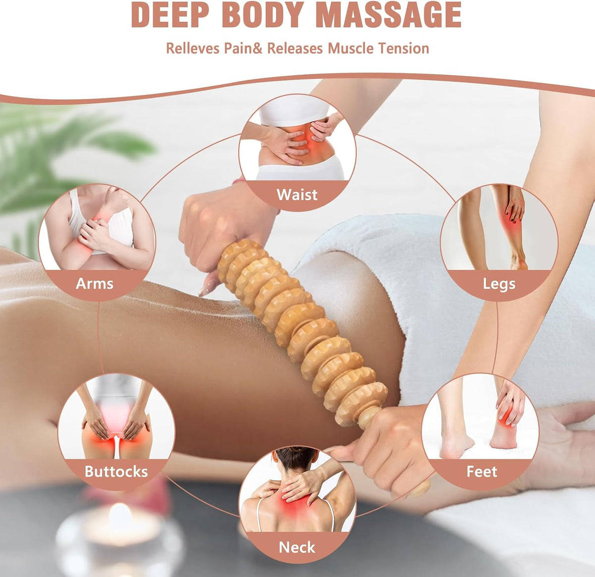 KintKita Wood Therapy Massage Tools 3 in 1,Wooden Lymphatic Drainage Massager, Body Sculpting Tools Cellulite Massager for Maderoterapia, Body Contouring, Relief Muscle, Anti-Cellulite