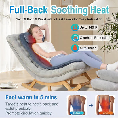 Back Massager with Soft Plush Fabric Cover, Massage Seat Cushion with 8 Vibration Motors & 2 Heating Levels, Chair Massager for Recliner, Office Chair, Sofa Use