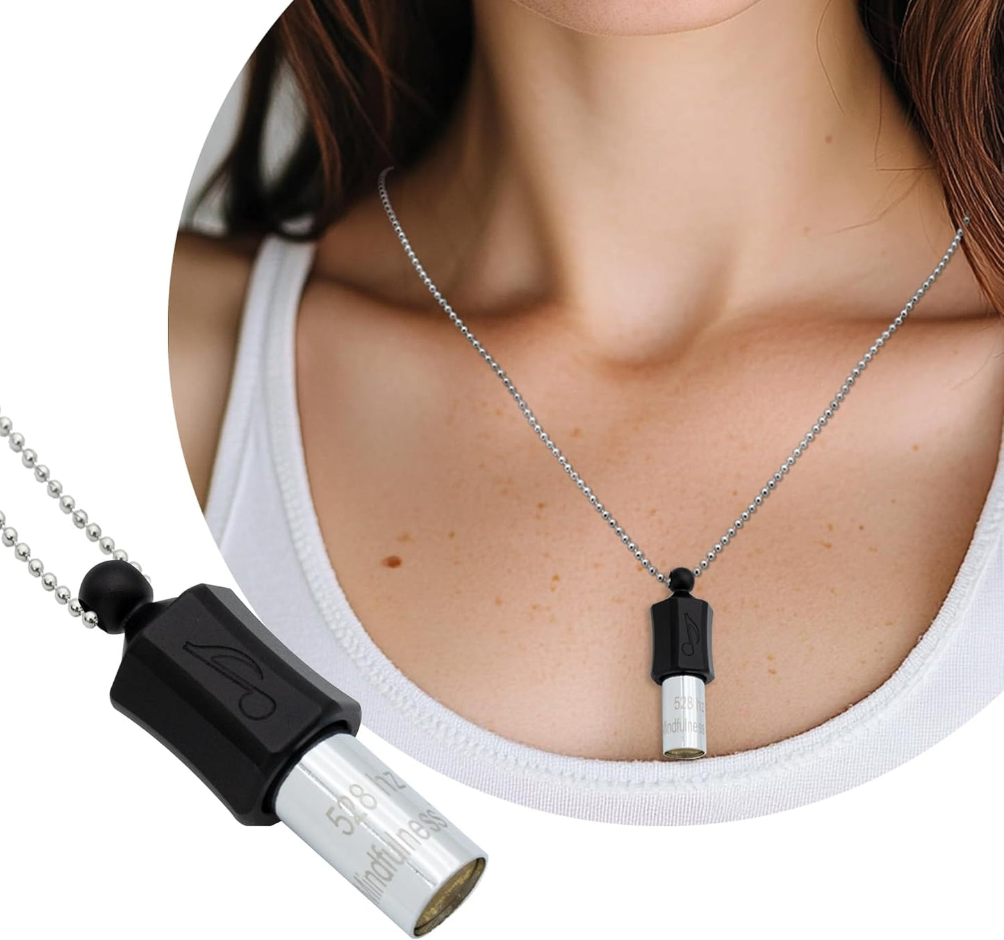Stress Relief Gift for Men, WomenAnxiety Necklace 528 Hz Breathing Meditation Whistle Mindfulness Device for Stress Relief Calm Meditation Adjusting Breathing Anxiety Relief Necklace