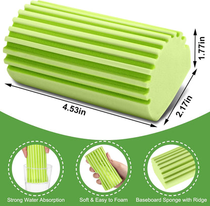Jeymei Damp Clean Duster Sponge,4Pcs Grey Dust Sponge for Cleaning | Damp Dusting Sponge with Ridges,Baseboard Cleaning Tool,Reusable Wet Duster Sponge,Household Cleaning Sponges for Blinds