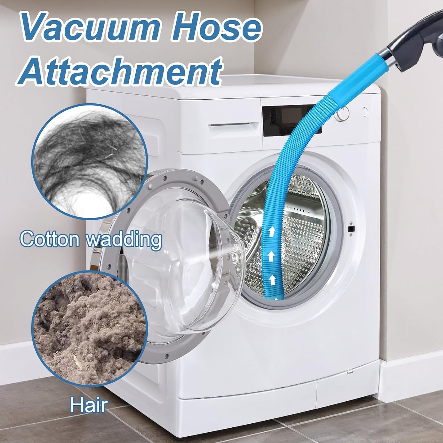 Upgraded Dryer Lint Vent Cleaner Kit: Flexible Vacuum Hose Attachment for Lint Removal |Universal Vacuums Deep Cleaning Brush for Clogged Ducts