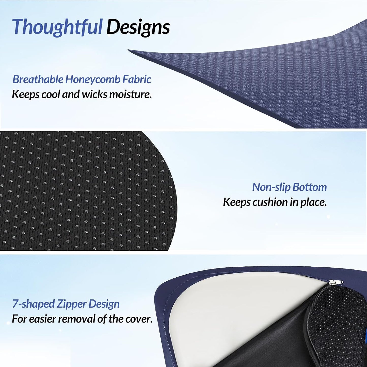 ZIKEE Contoured Ergonomic Seat Cushion for Effective Pain Relief, Non-Slip | Office Chair Cushion for Sciatica, Back, Tailbone Pain Relief, High-Density Memory Foam Car Seat Cushion for Sitting Comfort